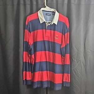 Chaps Rugby Shirt with Red and Navy Stripes